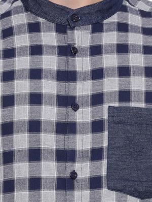 navy blue checkered casual shirt - 16751036 - Standard Image - 5
