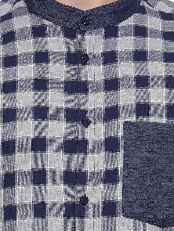 navy blue checkered casual shirt - 16751036 - Zoom Image - 5