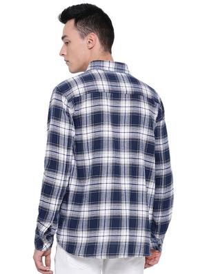 navy blue checkered casual shirt - 16751037 - Standard Image - 3