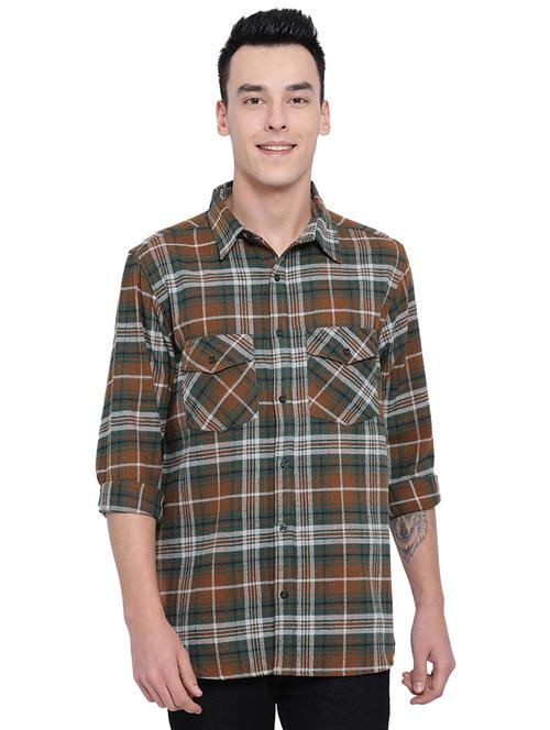 brown checkered casual shirt - 16751038 - Standard Image - 1