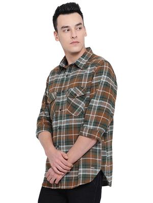 brown checkered casual shirt - 16751038 - Standard Image - 2