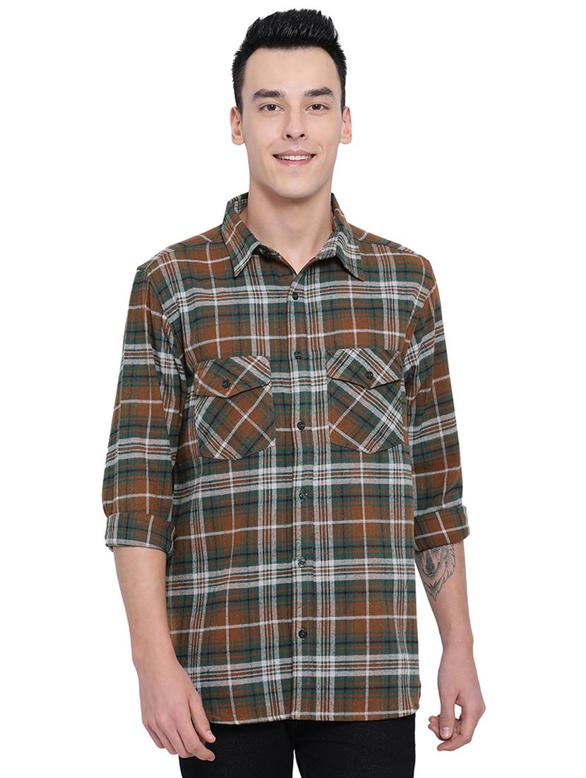 brown checkered casual shirt - 16751038 - Zoom Image - 1