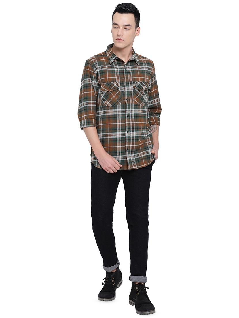 brown checkered casual shirt - 16751038 - Zoom Image - 4
