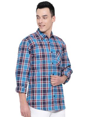 blue checkered casual shirt - 16751040 - Standard Image - 2