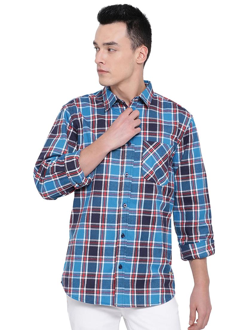 blue checkered casual shirt - 16751040 - Zoom Image - 1