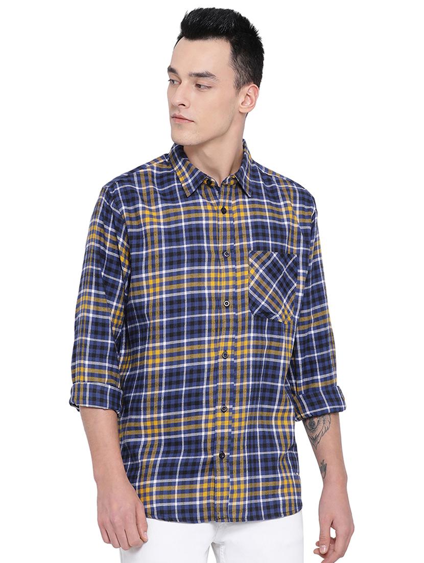 blue checkered casual shirt - 16751041 - Zoom Image - 1