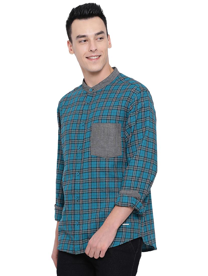 blue checkered casual shirt - 16751090 - Zoom Image - 2