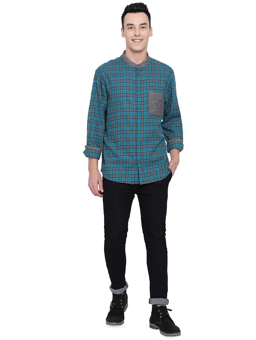 blue checkered casual shirt - 16751090 - Zoom Image - 4