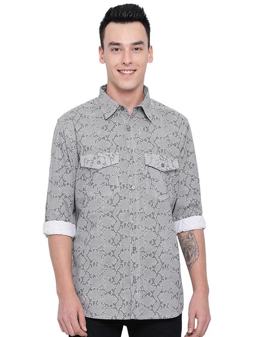 grey printed casual shirt - 16751104 - Standard Image - 1