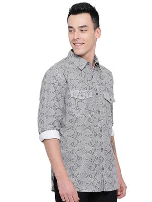 grey printed casual shirt - 16751104 - Standard Image - 2