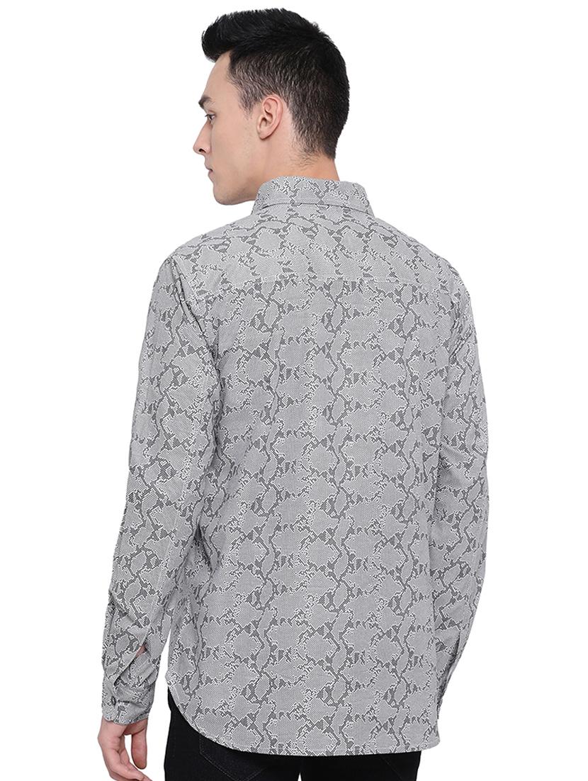 grey printed casual shirt - 16751104 - Zoom Image - 3