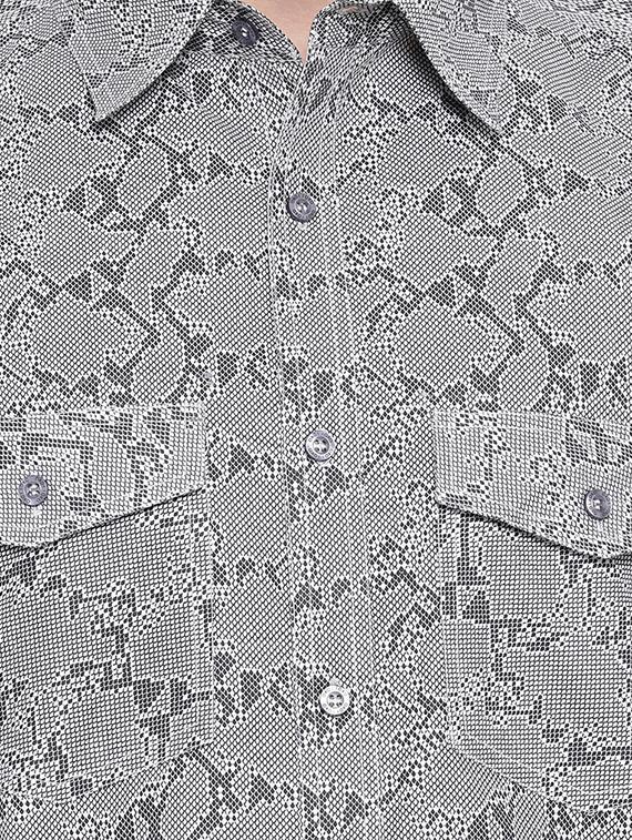 grey printed casual shirt - 16751104 - Zoom Image - 5
