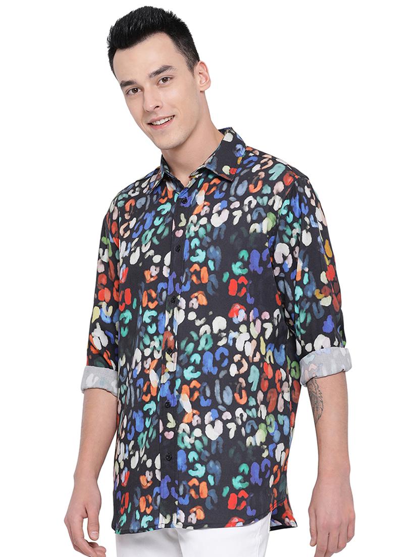 black silk blend printed casual shirt - 16751107 - Zoom Image - 2
