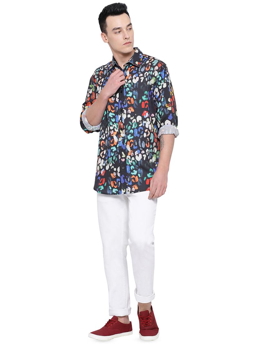 black silk blend printed casual shirt - 16751107 - Zoom Image - 4