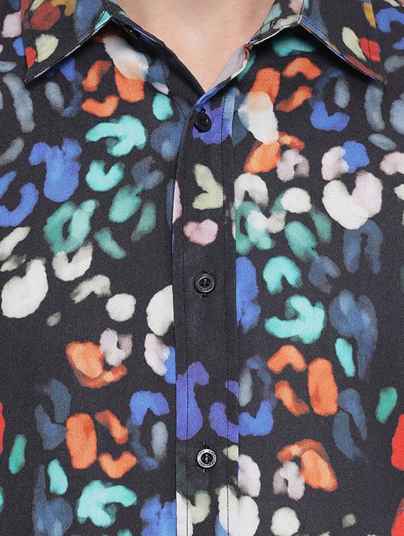 black silk blend printed casual shirt - 16751107 - Zoom Image - 5