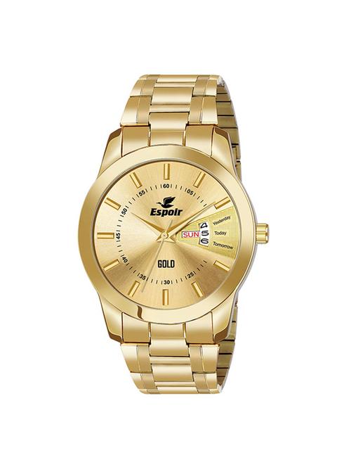 espoir analogue stainless steel gold dial day and date boy's and men's watch - gwalior0507 - 16751145 - Standard Image - 1