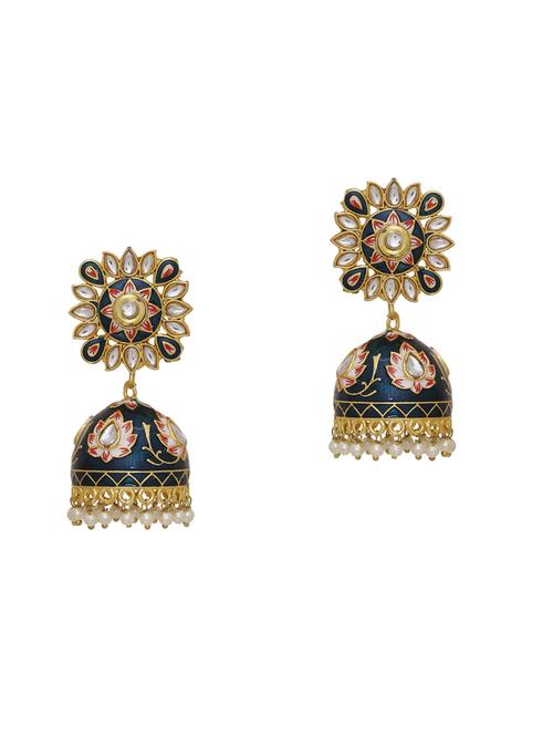 gold brass jhumka earring - 16751298 - Standard Image - 1