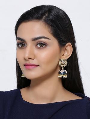 gold brass jhumka earring - 16751298 - Standard Image - 3