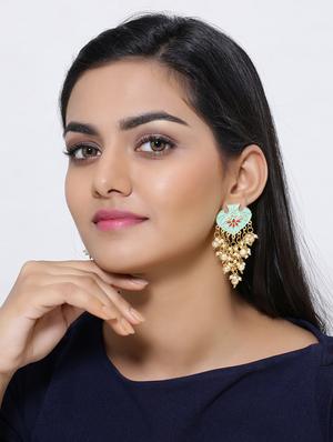 gold brass drop earring - 16751299 - Standard Image - 3