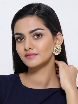 gold brass studs earring - 16751300 - Standard Image - 3