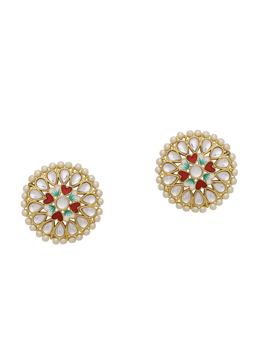 gold brass studs earring - 16751300 - Zoom Image - 1