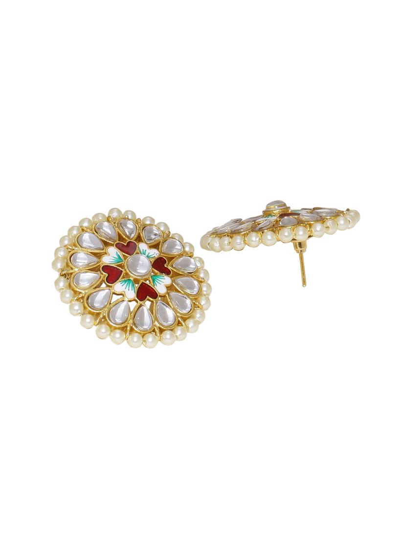 gold brass studs earring - 16751300 - Zoom Image - 2