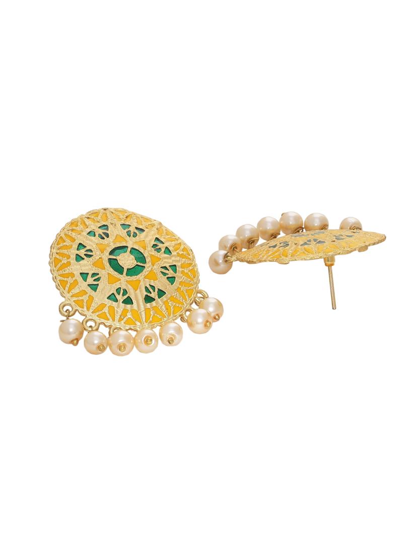 gold brass studs earring - 16751301 - Zoom Image - 2