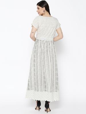 block print flare ethnic dress - 16751461 - Standard Image - 3