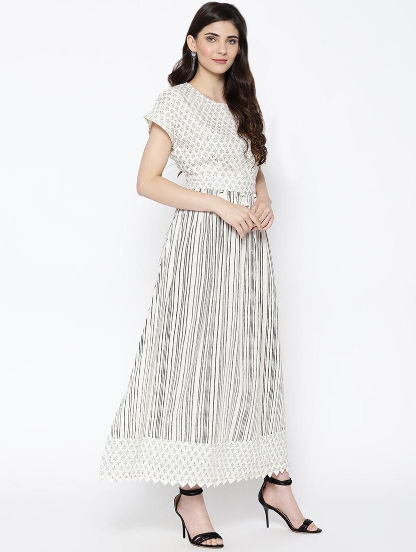 block print flare ethnic dress - 16751461 - Zoom Image - 2