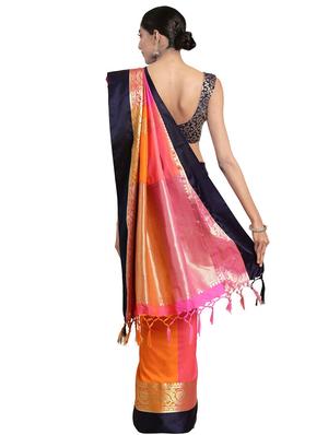 multi colored silk blend kanjivaram saree with blouse - 16751473 - Standard Image - 2
