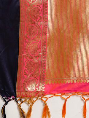 multi colored silk blend kanjivaram saree with blouse - 16751473 - Standard Image - 4
