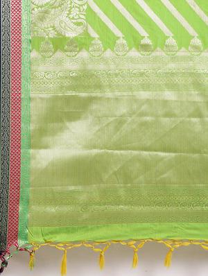 striped kanjivaram saree with blouse - 16751493 - Standard Image - 4