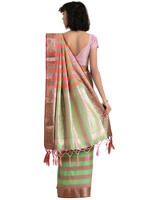striped kanjivaram saree with blouse - 16751516 - Standard Image - 2