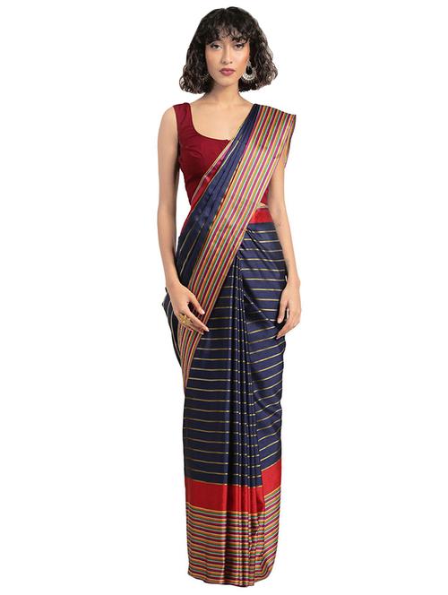 striped banarasi saree with blouse - 16751528 - Very Small Image - 1