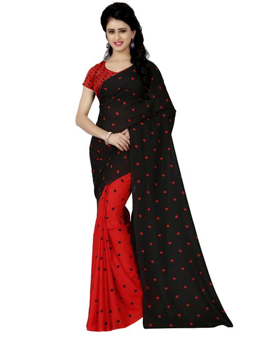 polka dots half & half saree with blouse - 16751568 - Standard Image - 1