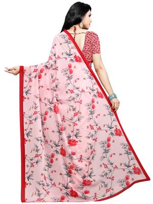 floral printed saree with blouse - 16751599 - Standard Image - 2