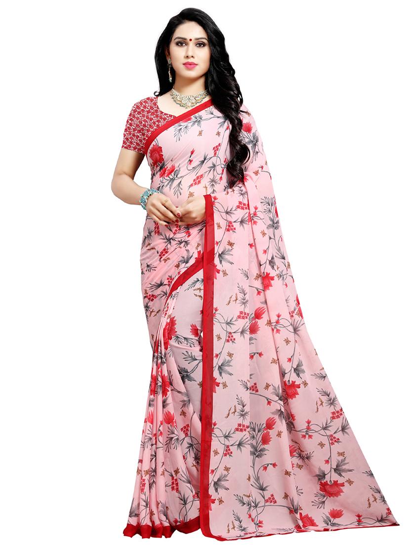 floral printed saree with blouse - 16751599 - Zoom Image - 1