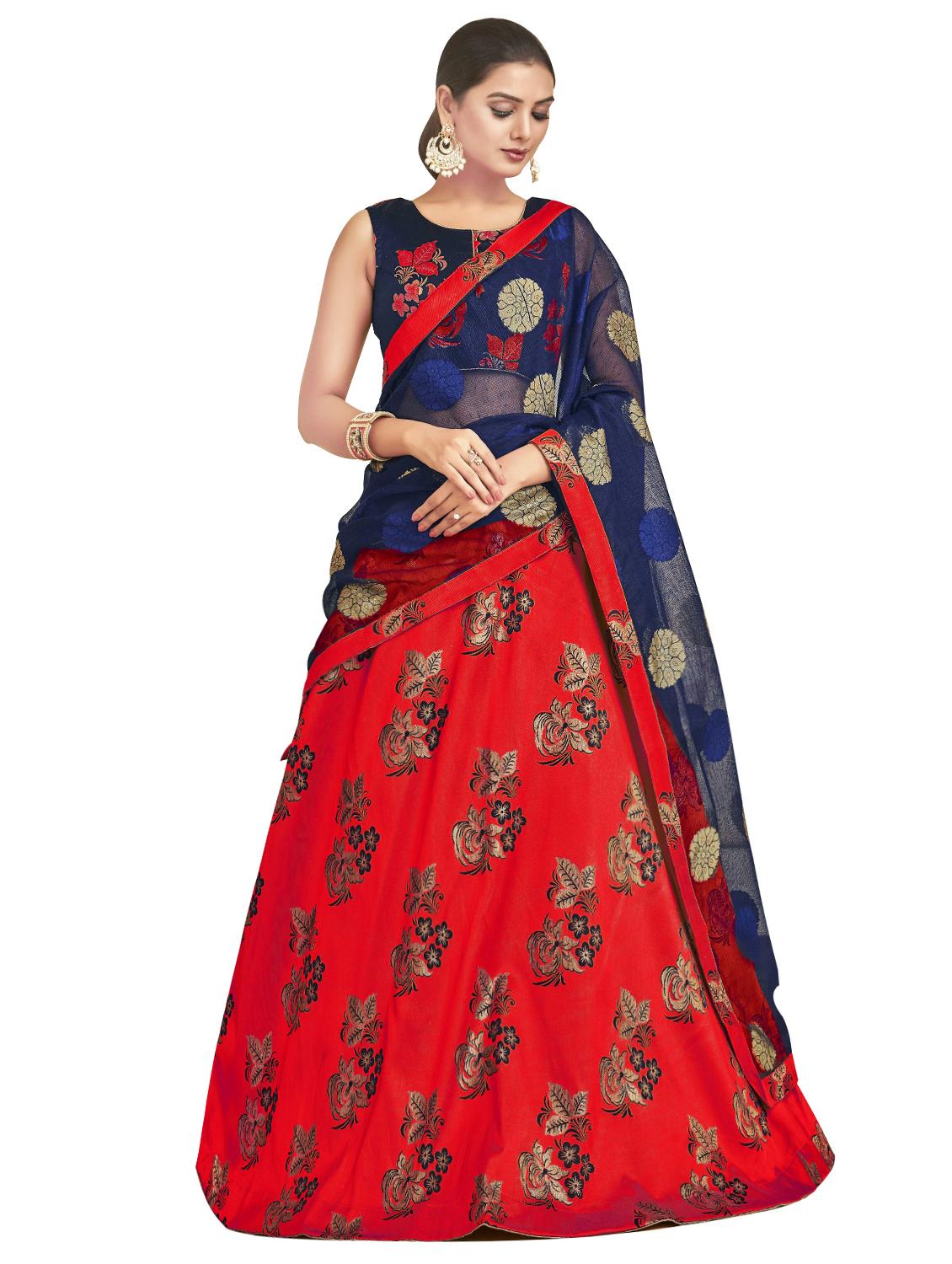 floral a-line lehenga - 16752630 - Zoom Image - 1