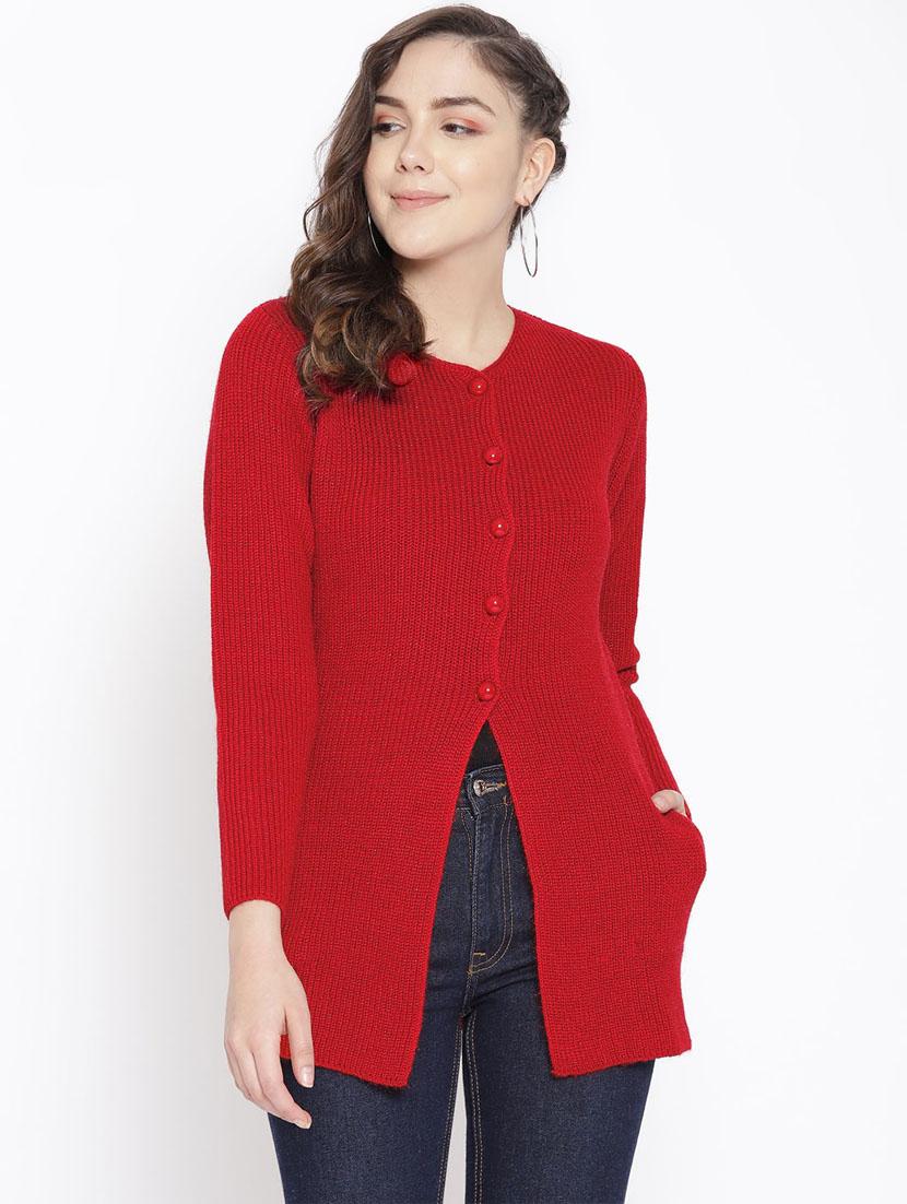 long sleeved solid wool cardigan - 16752974 - Zoom Image - 1