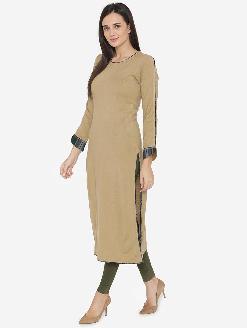 solid woolen kurta - 16753069 - Zoom Image - 3