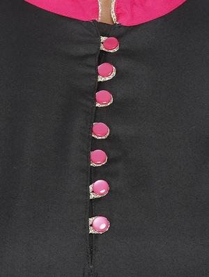 black solid asymmetrical flared kurta - 16753093 - Standard Image - 4
