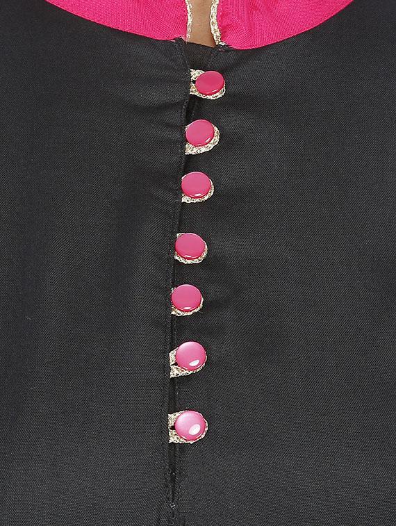 black solid asymmetrical flared kurta - 16753093 - Zoom Image - 4
