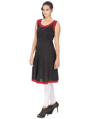 black embroidered a-line kurti - 16753098 - Standard Image - 2