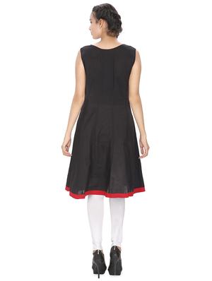 black embroidered a-line kurti - 16753098 - Standard Image - 3