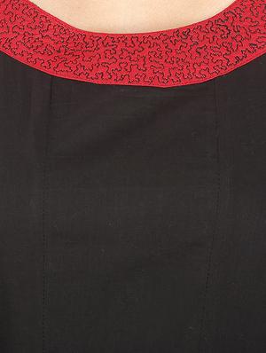 black embroidered a-line kurti - 16753098 - Standard Image - 4