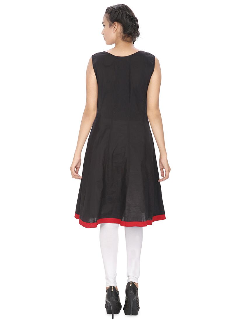 black embroidered a-line kurti - 16753098 - Zoom Image - 3