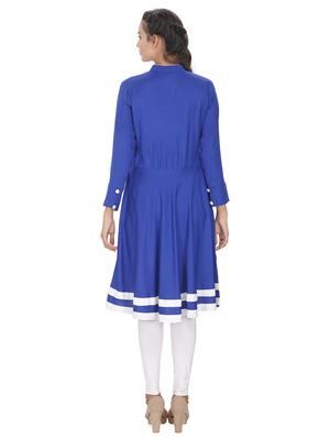 blue solid anarkali kurta - 16753102 - Standard Image - 3