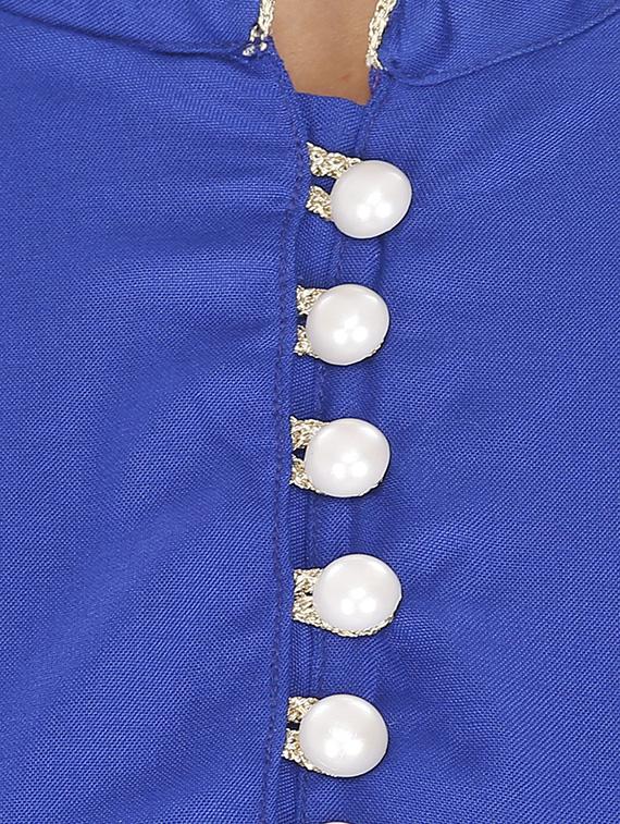 blue solid anarkali kurta - 16753102 - Zoom Image - 4