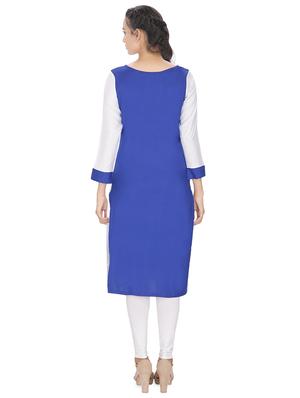 blue color block straight kurta - 16753103 - Standard Image - 3