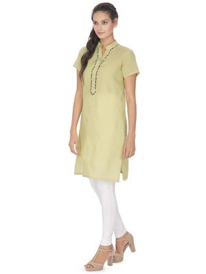 green embroidered straight kurta - 16753107 - Standard Image - 2